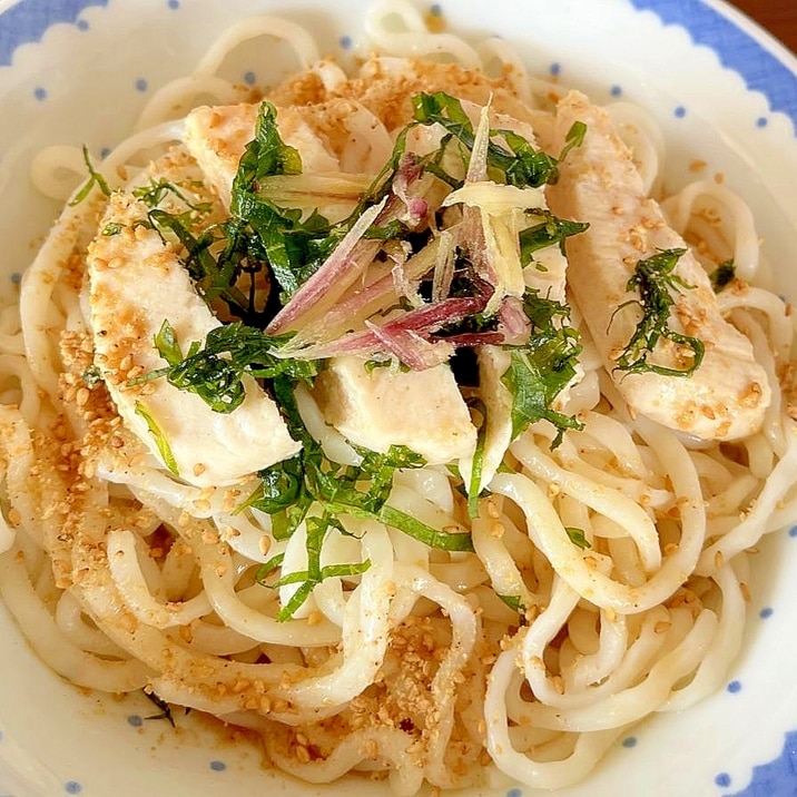 サラダチキンの冷やしうどん